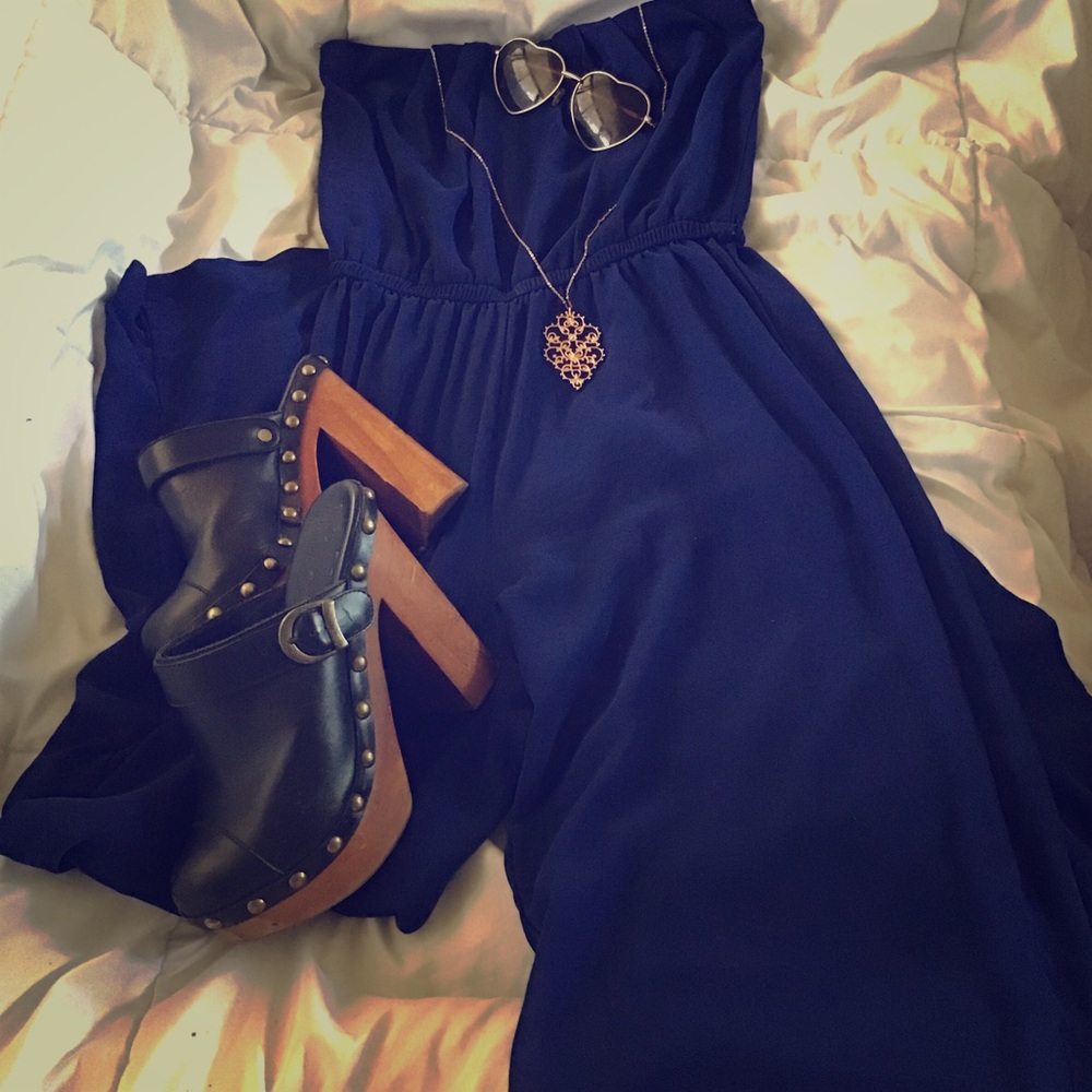 Royal Blue strapless jumpsuit